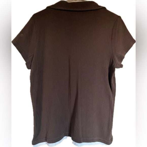 St. John’s Bay Brown Polo T-Shirt with Buttoned Collar Women’s size Large - Picture 3 of 6